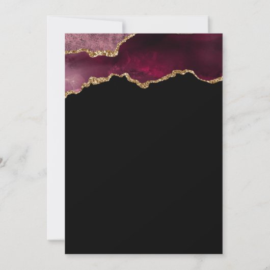 Chic Agate Geode Burgundy Gold Wedding Uitnodiging (Achterkant)