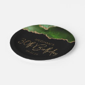 Chic Agate Geode Green Gold 30th Birthday Party Papieren Bordje (Gekanteld)