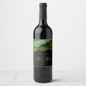 Chic Agate Geode Green Gold 30th Birthday Party Wijn Etiket (Voorkant)