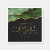 Chic Agate Geode Green Gold 30th Birthday Servet (Voorkant)
