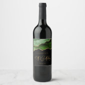 Chic Agate Geode Green Gold 40th Birthday Party Wijn Etiket (Voorkant)