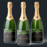 Chic Agate Geode Green Gold 50th Birthday Party Sparkling Wijnetiket<br><div class="desc">Deze chique 50e verjaardag mousserende wijnflesetiketten zijn voorzien van een waterverf afbeelding van een agaatgeode in groene tinten met faux gold glitter highlights. De woorden "50th Birthday" verschijnen in faux gold glitter in een decoratief modern handschrift lettertype. Pas het aan met de naam van de eregast en de datum in...</div>