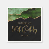 Chic Agate Geode Green Gold 50th Birthday Servet (Voorkant)