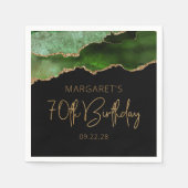 Chic Agate Geode Green Gold 70th Birthday Servet (Voorkant)
