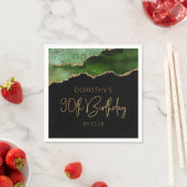 Chic Agate Geode Green Gold 90th Birthday Party Servet (Insitu)