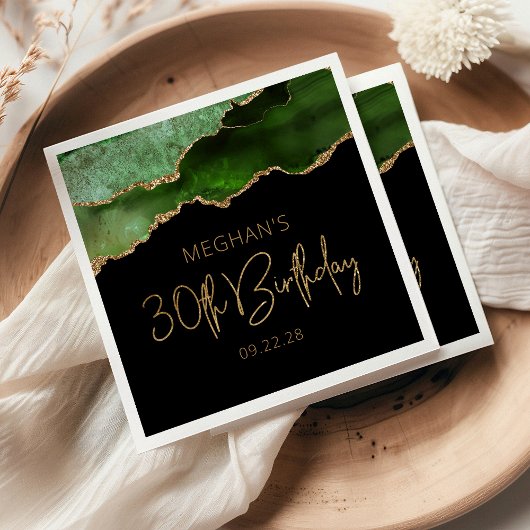 Chic Agate Geode Groen Goud 30e Verjaardag Servet