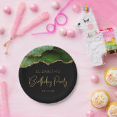 Chic Agate Geode Hunter Green Gold Birthday Party Papieren Bordje (Feest)