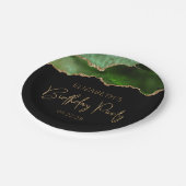 Chic Agate Geode Hunter Green Gold Birthday Party Papieren Bordje (Gekanteld)