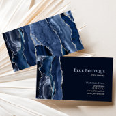 Chic Agate Geode Jewelry Designer Blue Silver Visitekaartje