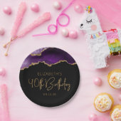 Chic Agate Geode Paars Gold 40e verjaardag Papieren Bordje (Feest)