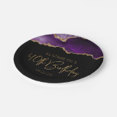 Chic Agate Geode Paars Gold 40e verjaardag Papieren Bordje (Gekanteld)
