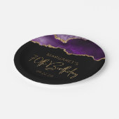 Chic Agate Geode Paars Gold 70e verjaardag Papieren Bordje (Gekanteld)