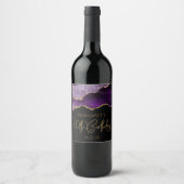 Chic Agate Geode Paars Gold 70e verjaardag Wijn Etiket (Voorkant)