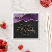 Chic Agate Geode Paars Gold 80th Birthday Servet (Insitu)