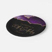 Chic Agate Geode Paars Gold 90e verjaardag Papieren Bordje (Gekanteld)