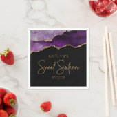 Chic Agate Geode Paars Gold Sweet 16 Birthday Servet (Insitu)