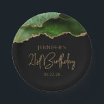 Chic Agate Hunter Green Gold 21st Birthday Party Papieren Bordje<br><div class="desc">Deze griezelige, glamoureuze papieren borden van het 21ste verjaardagsfeest hebben een waterverf afbeelding van een georgide in tinten van jager groen met faux goudglitter hoogtepunten. De woorden "21st Birthday" staan in faux goudglitter in een decoratief modern handschrift. Pas het aan met de naam van de gast van eer en de...</div>