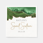 Chic Agate Hunter Green Gold Sweet 16 Birthday Servet (Voorkant)