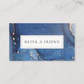 Chic Agate Marble Navy Gold Glitter Referral Kaart (Voorkant)