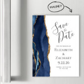 Chic Agate Navy Blue Gold Magnetic Save the Date