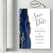 Chic Agate Navy Blue Gold Magnetic Save the Date