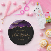 Chic Agate Paarse Goud 60ste Verjaardag Party Papieren Bordje (Feest)