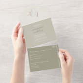 Chic Alabaster Bruiloft All In One Uitnodiging (Afscheurbaar)