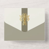 Chic Alabaster Bruiloft All In One Uitnodiging (Achterkant)