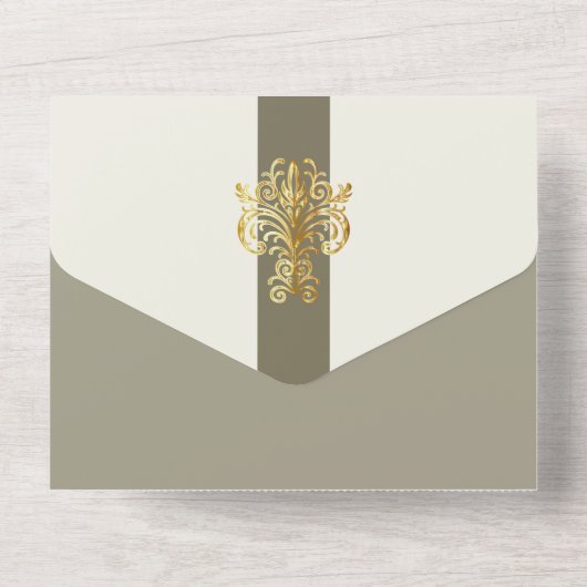 Chic Alabaster Bruiloft All In One Uitnodiging (Achterkant)