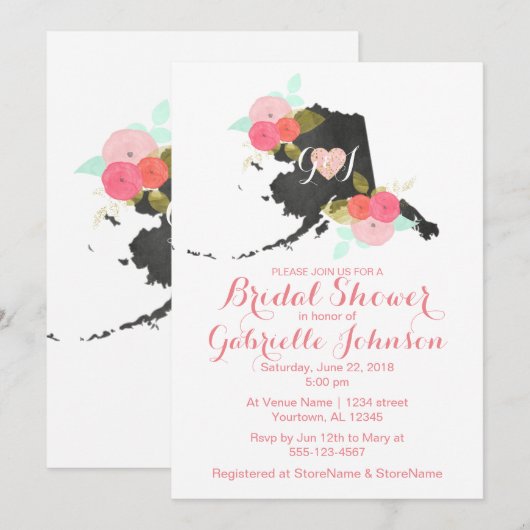 Chic Alaska State Bloemen Bruids Douche Uitnodigin Kaart (Voorkant / Achterkant)