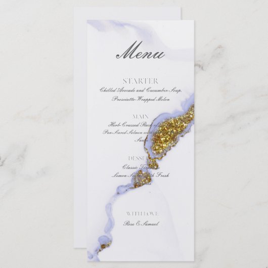 Chic Alcohol Ink Handgemaakte Glitter Gold Flat Me Menu (Voorkant / Achterkant)