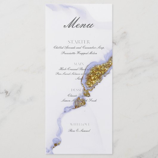 Chic Alcohol Ink Handgemaakte Glitter Gouden Platt Menu (Voorkant)