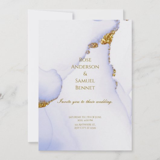 Chic Alcohol Ink Handmade Gold Wedding Invitation Kaart (Voorkant)