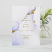 Chic Alcohol Ink Handmade Gold Wedding Invitation Kaart (Staand voorkant)