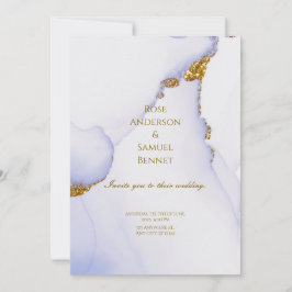 Chic Alcohol Ink Handmade Gold Wedding Invitation Kaart