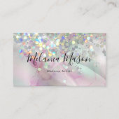 Chic Alcohol Ink Makeup Artist Holographic Glitter Visitekaartje (Voorkant)