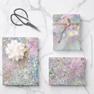 Chic Alcohol Ink Wedding Holographic Glitter Inpakpapier Vel