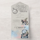Chic Alice in Wonderland trouwt alles aan All In One Uitnodiging (Binnen)