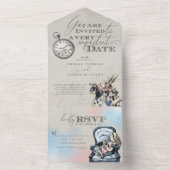 Chic Alice in Wonderland Wedding All In One Uitnodiging (Binnen)