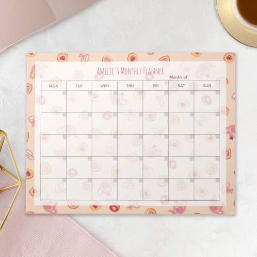Chic Alice 'Tea Party Mocha Maandelijkse Planner Notitieblok