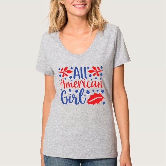 Chic All-American Meisje T-shirt (Voorkant)