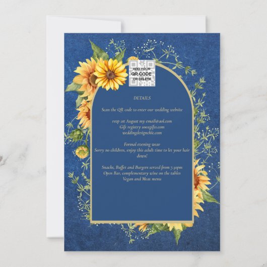 Chic All-in-1 Rotische zonnebloemen BLUE Yellow We Kaart (Achterkant)