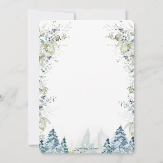 Chic Alpine Trees Winter Onederland 1e verjaardag  Kaart (Achterkant)