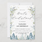 Chic Alpine Trees Winter Onederland 1e verjaardag  Kaart (Voorkant)