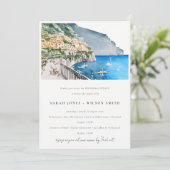 Chic Amalfi Coast Italy Landscape Rehearsal Dinner Kaart (Staand voorkant)