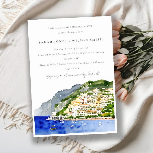 Chic Amalfi Coast Italy Landscape Rehearsal Dinner Kaart