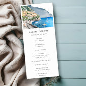 Chic Amalfi Coast Italy Landscape Wedding Programm Kaart