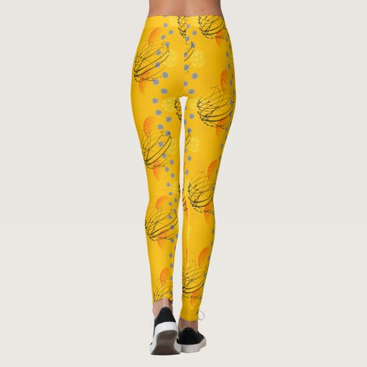 Chic Amber Oranje Atomic Vortex Pattern Leggings (Achterkant)