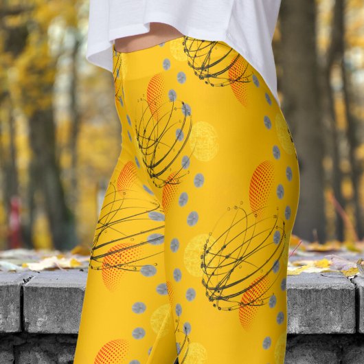 Chic Amber Oranje Atomic Vortex Pattern Leggings