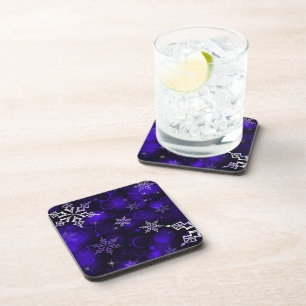Chic Amethyst Paarse Snowflake Motif Bier Onderzetter